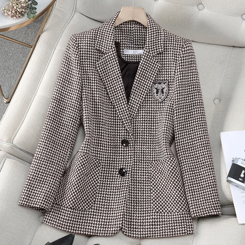 

ALPHALMODA 2025 Autumn, Classic Tweed, Plaid Suit, Jacket for Women, New Style, Fashion, Retro, Casual Women's, Tweed Blazer Top