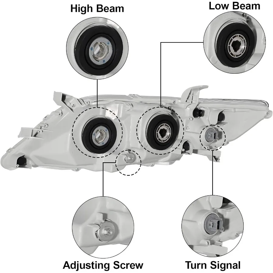 استبدال مجموعة مصابيح أمامية لعام 2010 كامري 2011 كامري 10 كامري 11 كامري كشافات كشافات الولايات المتحدة نموذج مدمج فقط اليسار والري #3