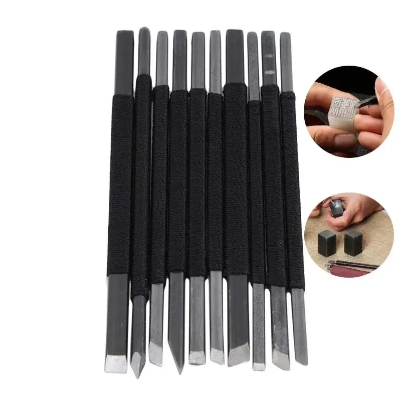 New Carbon Steel Seal Carving Knife Engraving Sculpture Stone Chisel Wood Tool Set