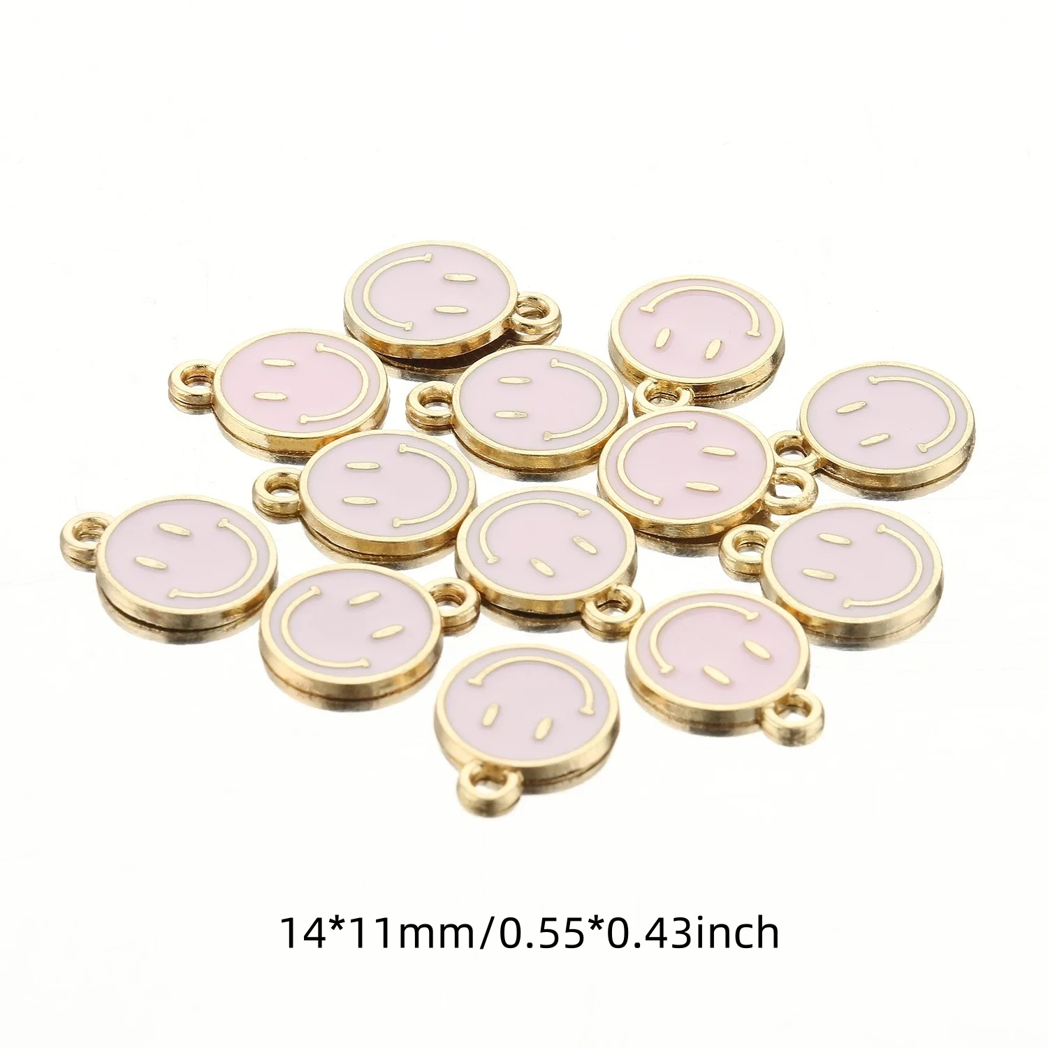 14pcs Drop Oil Alloy Small Pendant Asymmetric Fun Smile Pendant Earrings Necklace Personalized Pendant DIY Accessories view 4