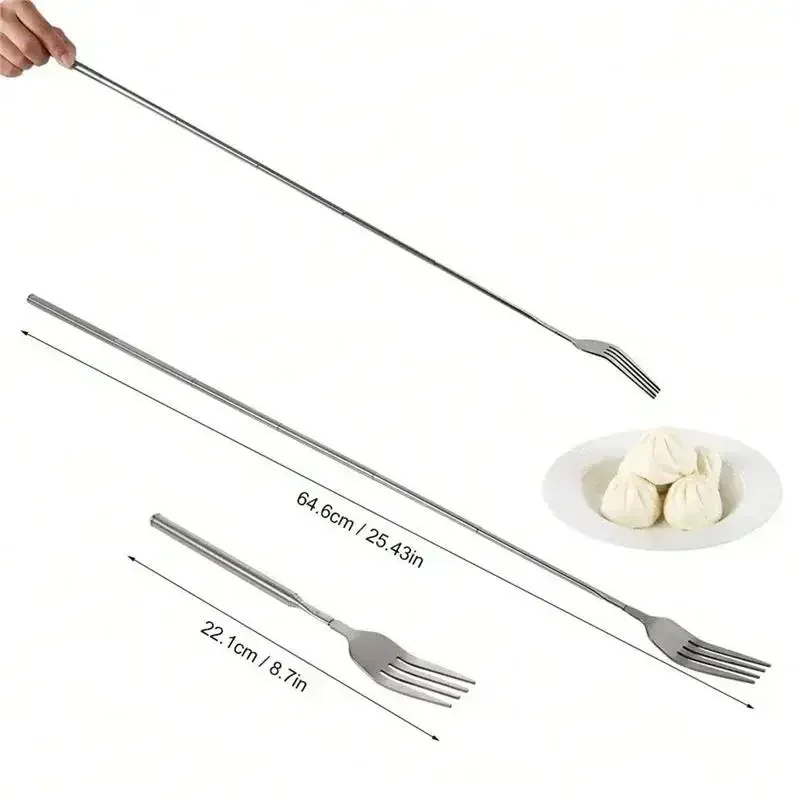 الفولاذ المقاوم للصدأ أدوات المائدة شوكة أدوات المائدة بينتو صندوق الرجعية شوكة شواء تلسكوبي للتمديد عشاء الفاكهة الحلوى مقبض طويل شوكة #6