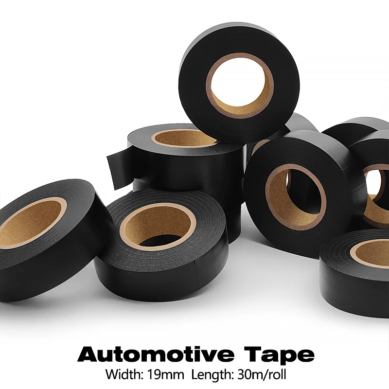 

1 Roll 19mmx30M Black Electrical Tape Automotive Wiring Harness Tape Waterproof High-viscosity PVC Electrical Insulation Tape