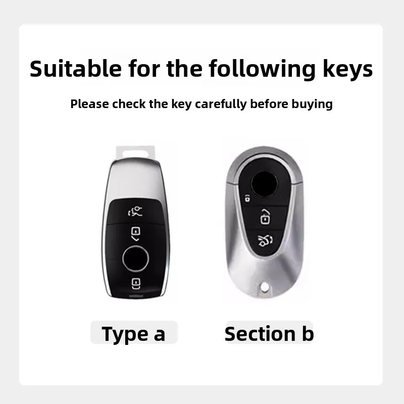 Car Alloy Key Case Key Bag Shell For Mercedes Benz 2022 C S Class W206 W223 S350 C260 C300 S400 S450 S500 Key Shell Protector 6