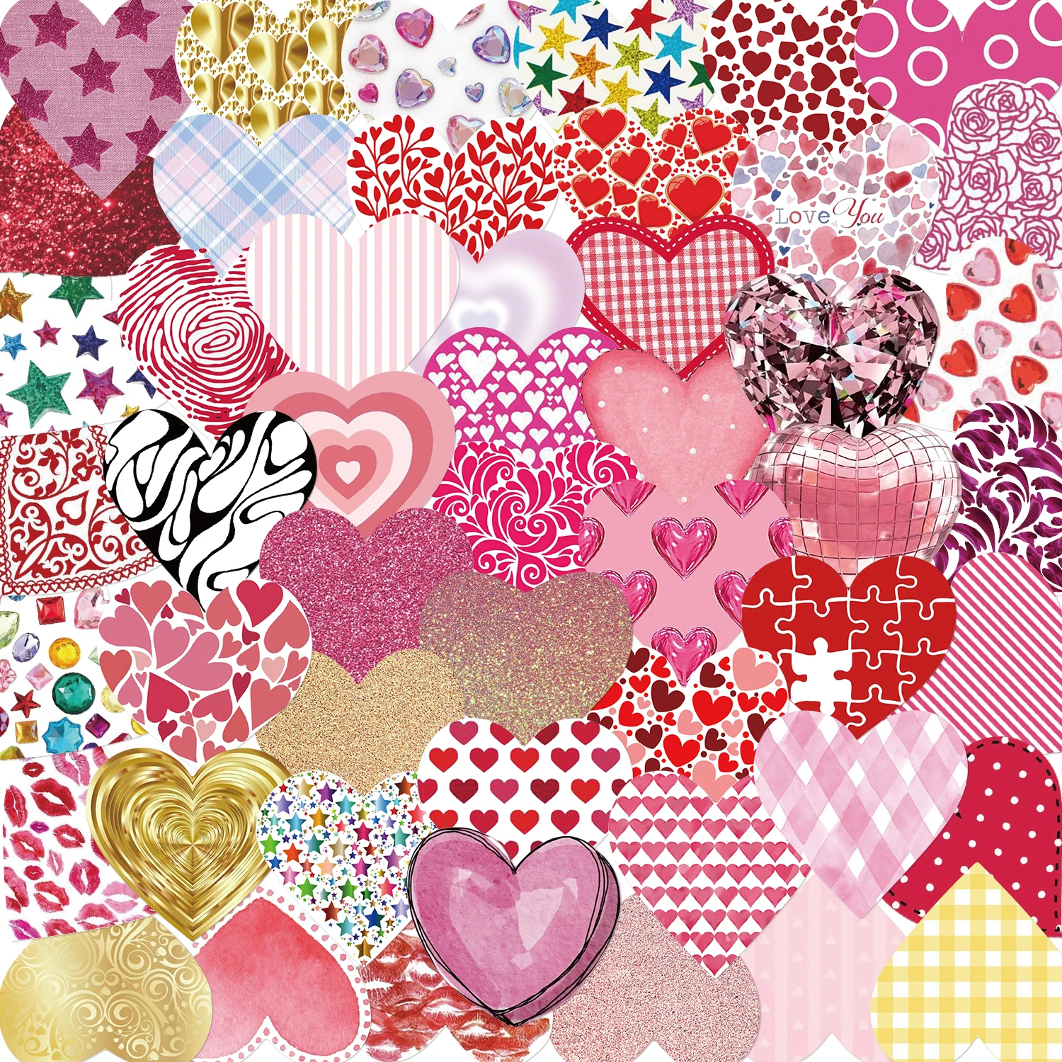 50 Stück Valentinstag-Liebesaufkleber, DIY-Tagebuch, Laptop, Gepäck, Skateboard, Graffiti-Aufkleber, lustiges klassisches Kinderspielzeug