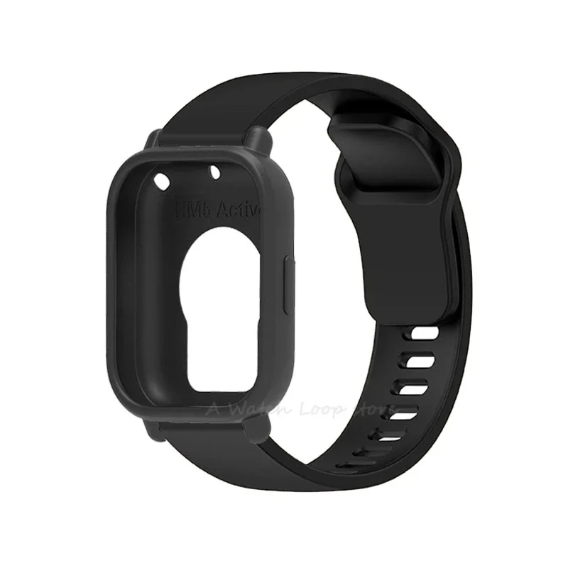 حافظة من السيليكون + حزام لساعة Redmi Watch 5 Lite / 5 Active Repacement Bracelet Belt Smart Watchband غطاء حماية