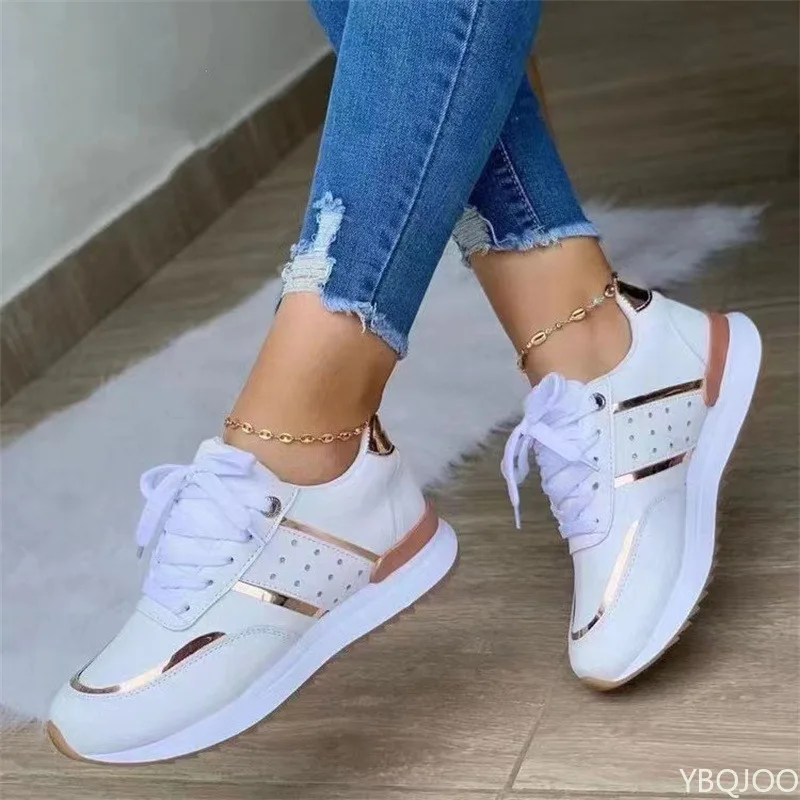 Große Größe Frühling Herbst Mode atmungsaktiv leichte lässige bequeme Damenschuhe vielseitige Damenschuhe mit flachem Boden