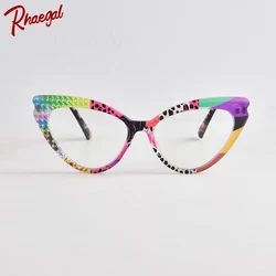 Rhaegal New Stylish Colorful Cat Eye Blue Light Glasses Woman Plano Lenses Transparent Glasses Women's Cosmetic Blue Ray Glasses