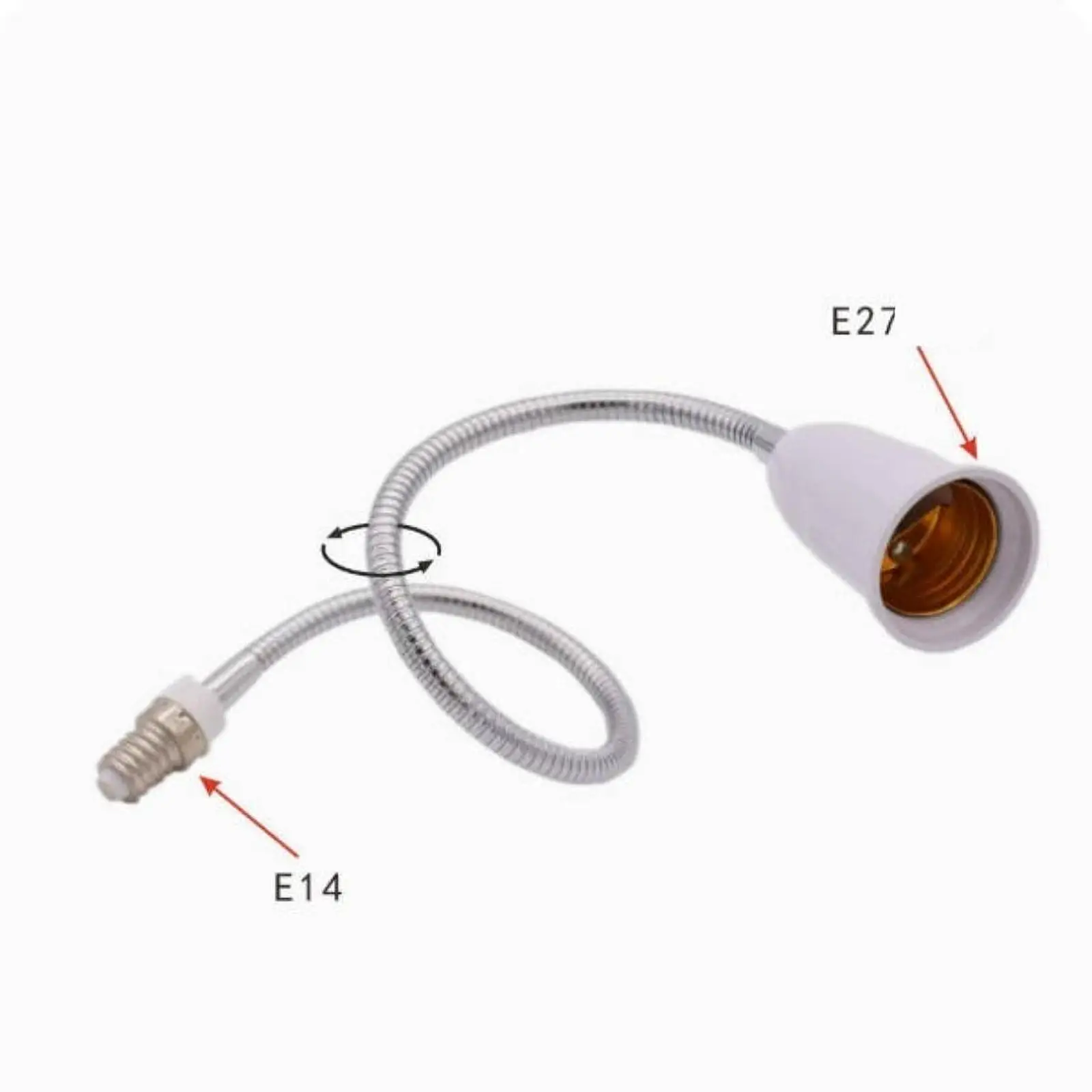 E14 to E27 Rotating Lamp Holder Adapter Flexible Gooseneck Socket Extension for Study Room Reading