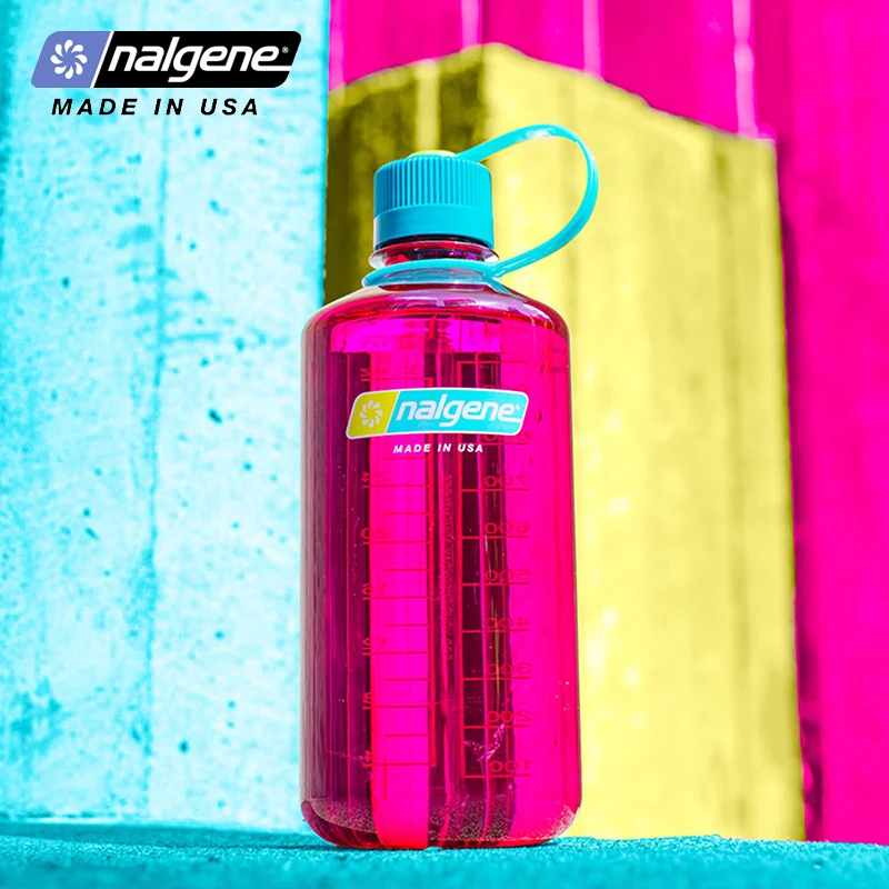 Nalgene 1L Narrow Mouth Water Bottle Tritan Leakproof Lightweight Durable Sports Cup for Hiking Camping Outdoor Travel Gym