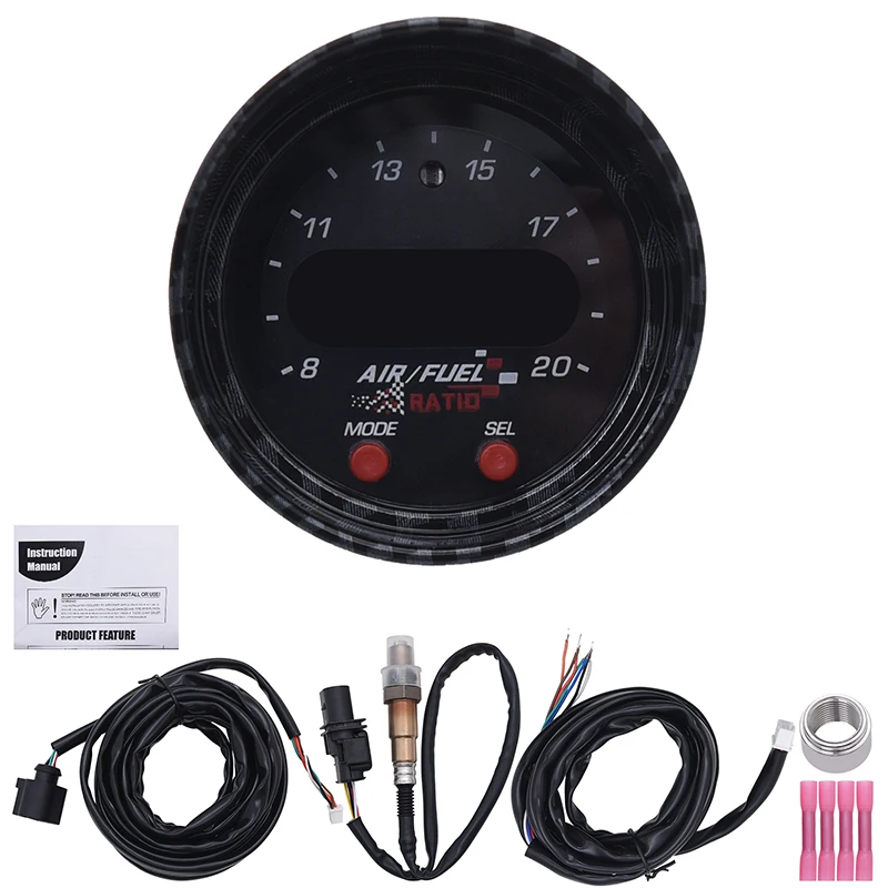 30-0300 30-4110 X-Series Wideband O2 Air Fuel Ratio Gauge Kit LSU 4.9 0258017025 Oxygen Sensor +15*4.3cm for AEM Sticker