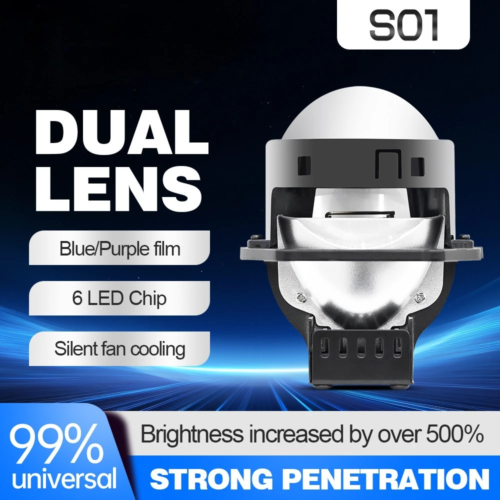 

3,0-дюймовый 100 Вт двухсветодиодный проектор, фары, ультра яркий двухлучевой лазерный эффект, 12 В, автомобильные фары H7 LED H4 LED