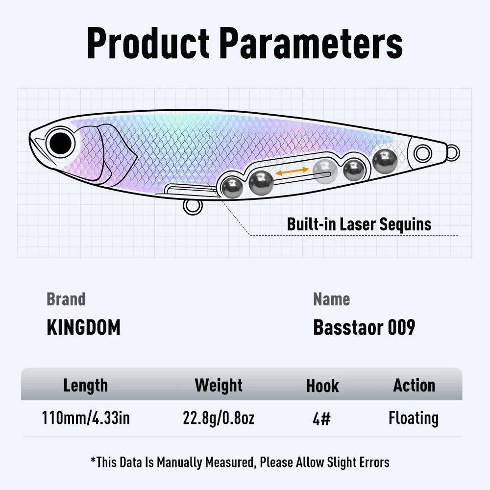 KINGDOM Basstaor Floating Pencil 110mm 22.8g Surface Topwater Hard Lure Long‑Cast Rattle Bait Zig‑Zag Action For Sea Bass Pesca