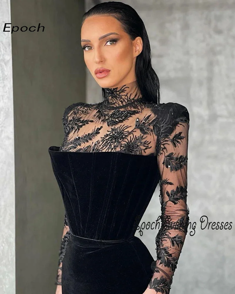 Epoch Velvet Evening Dress فساتين مناسبة رسمية Arabia Side Slit Elegant Lace Limited Cocktail Prom Gown For Sexy Women 2024