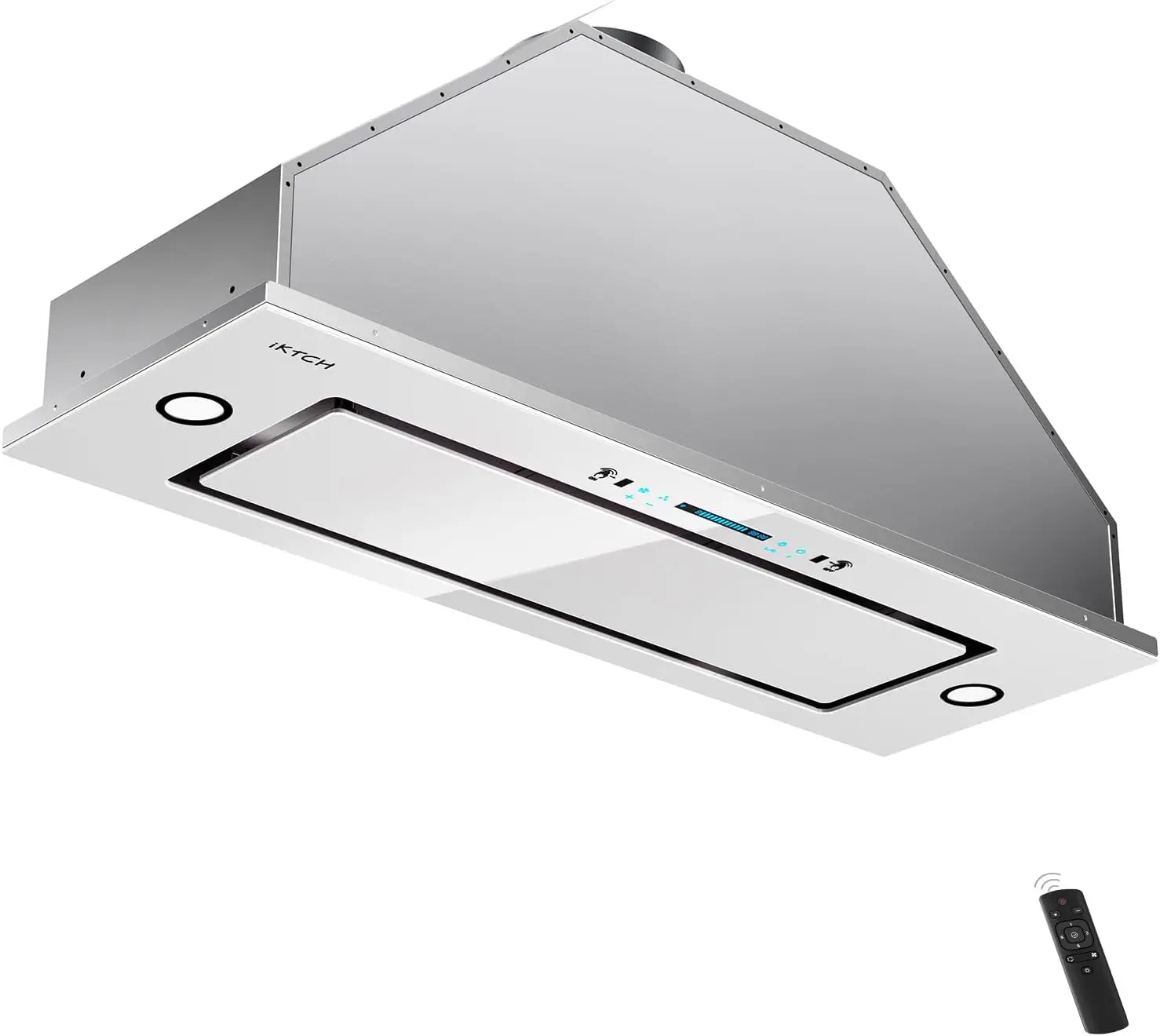 غطاء محرك السيارة الجديد مقاس 36 بوصة بقدرة 900 CFM غطاء محرك السيارة بدون أنابيب مع 4 سرعات مروحة بيضاء من الفولاذ المقاوم للصدأ غطاء محرك السيارة من الزجاج المقسى مقاس 36 بوصة #1