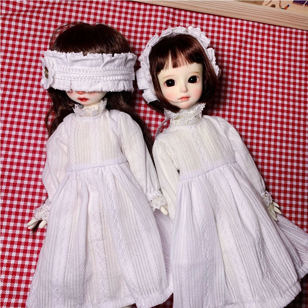 

Детская игрушка ручной работы, BJD/SD кукла, одежда 1/6, 30 см, белая Минималистичная ночная рубашка с ободком, 2 шт./комплект