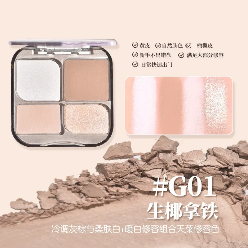 gogotales 4-color multi-function contouring palette matte highlight shadow face brightening blush eye shadow