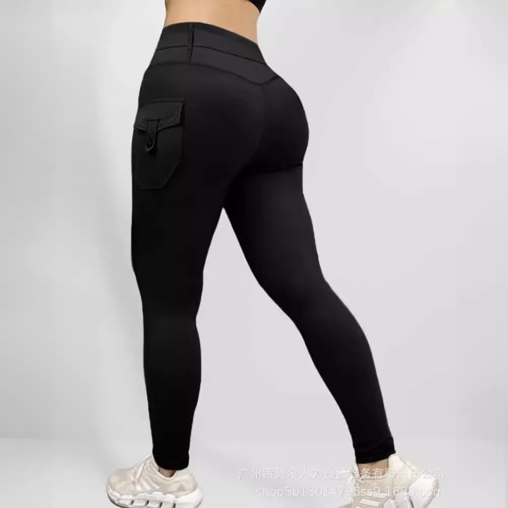 Pocket Design Quick Dry Active Pants Women Solid Color Gym Work Out Running Pants Leggings Sexy Slim Summer