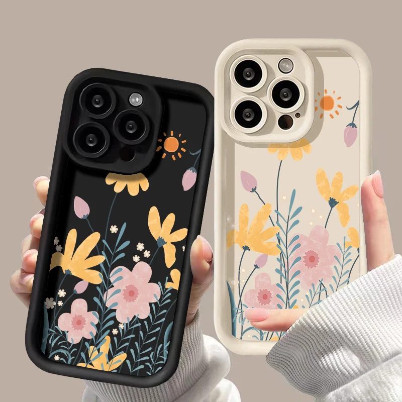 Luuxry Flower Silicone Soft Phone Case For iPhone 12 Funda 13 11 15 14 Pro Max X XR XS 7 8 SE Plus 13pro 15pro Protective Cover image 3