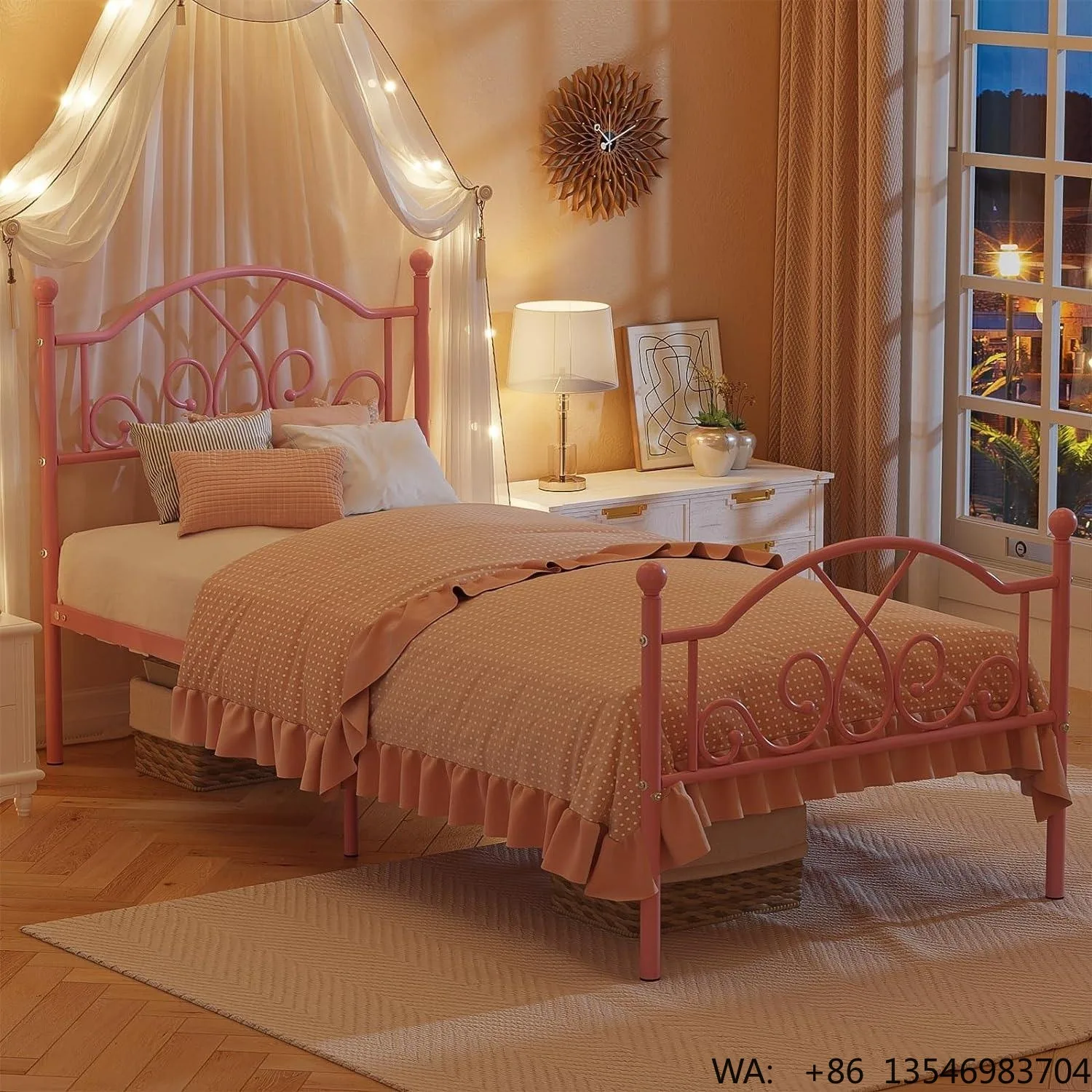 

Popular Modern Kids Metal Platform Bed Frame with Storage Features for Hotel Bedroom or Apartment Use