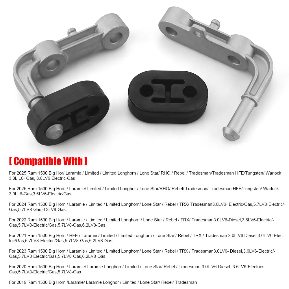 مجموعة دعم كاتم الصوت لقوس العادم الخلفي الأيسر والأيمن 68275662AB 68395841AA لدودج رام 1500 3.0L 5.7L 6.2L 2019-2025 #2