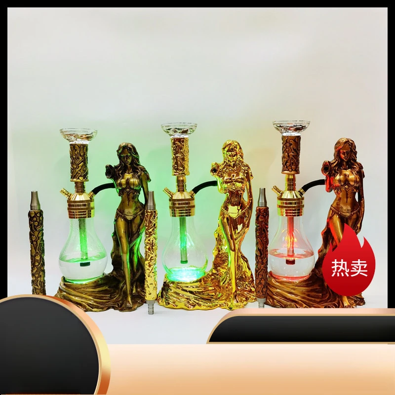 Beautiful woman modeling resin hookah, resin electroplating process LED light, high matching version hookah