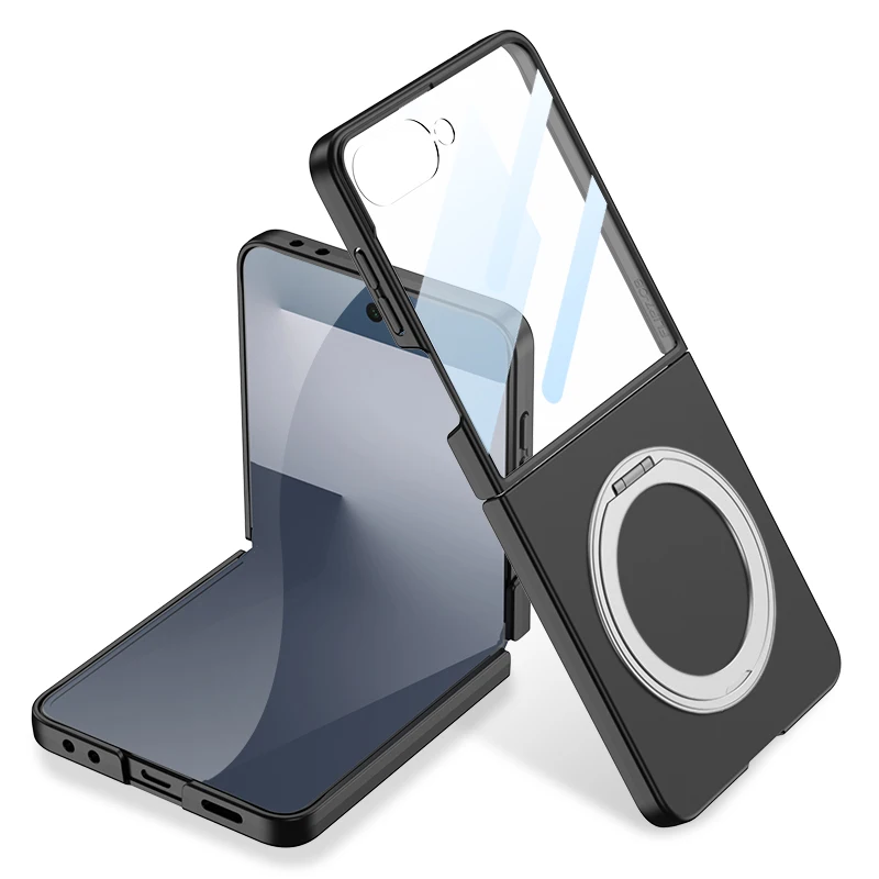 

360° Rotating Magnetic Stand Phone Case for Samsung Galaxy Z Flip 7 Flip 7 with Tempered Protective Film Cover