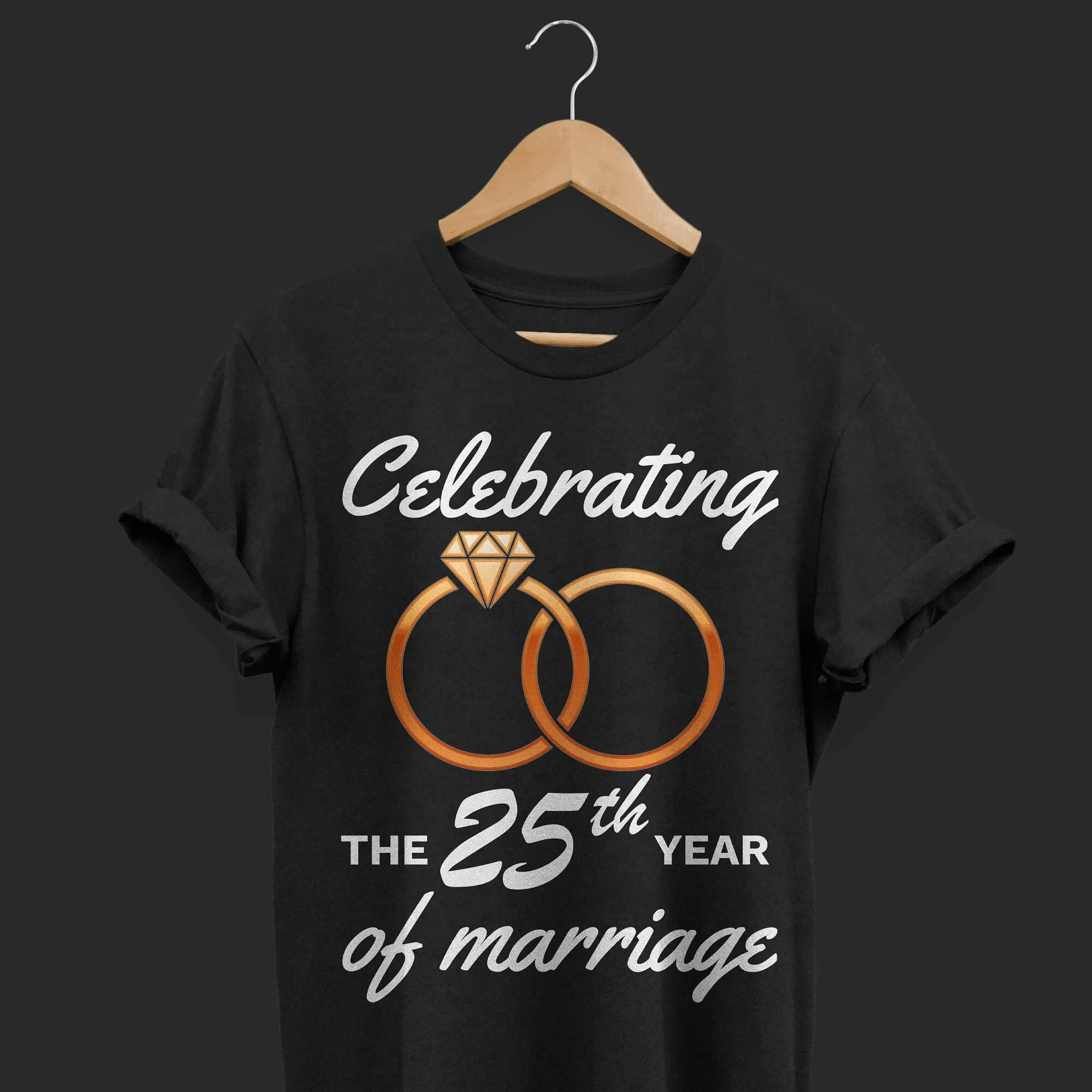 Celebrating The 25Th Year Of Marriage 25 Years Anniversary T Shirt Wedding Party Outfit Married Twenty Five Ago Wearing