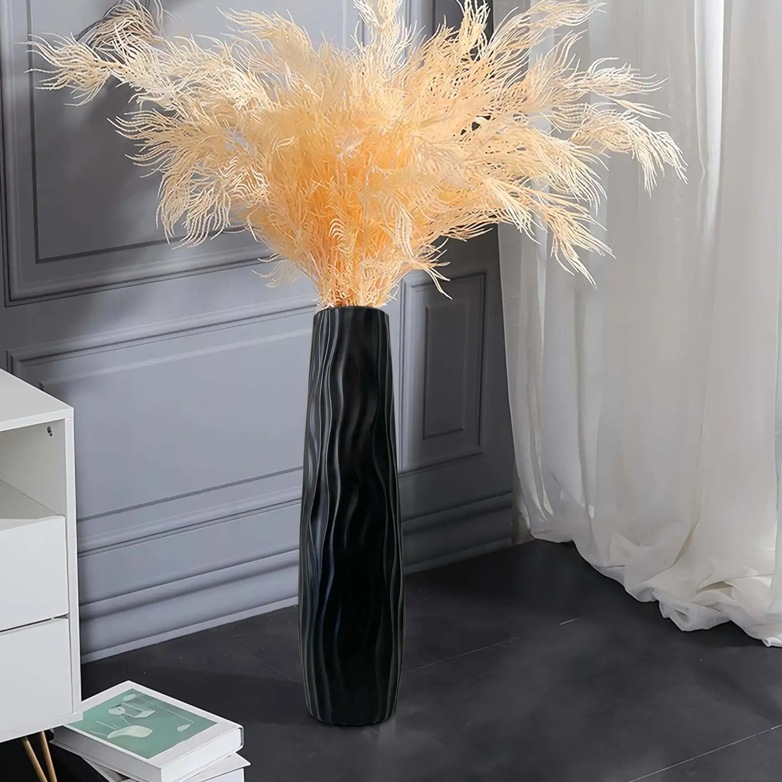 Large Floor Vase Tall Decorative Vase Simple Hydroponic Plastic Flower Vase For Dry Flower Arrangement Decor For Living Room
