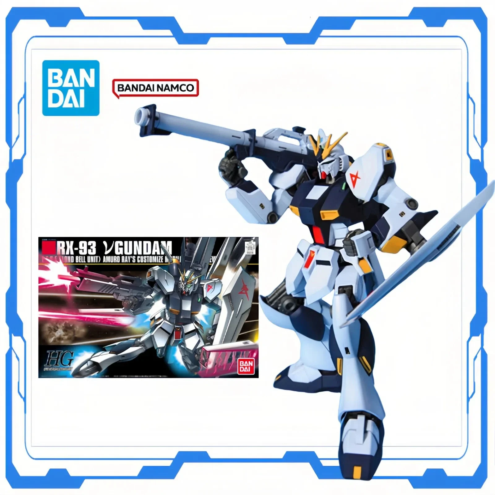 

Genuine Bandai Mobile Suit Gundam Original HG 1/144 RX-93 V Gundam Action Figures Assembly Model Desktop Decorative Toys Gifts
