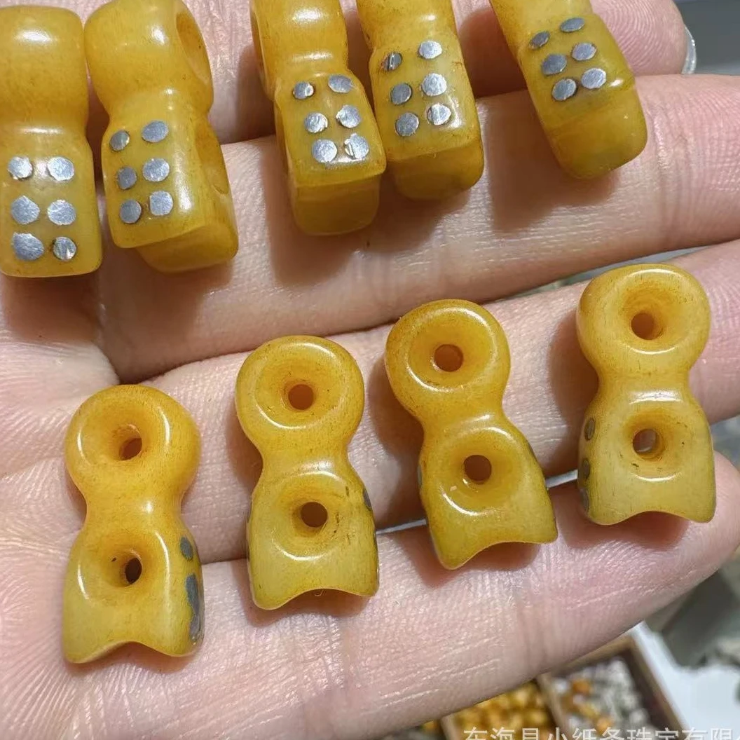 Multi Use DIY Vintage Bone Tone Carved Connector Clip with Metal Inlay for Handmade Bracelet