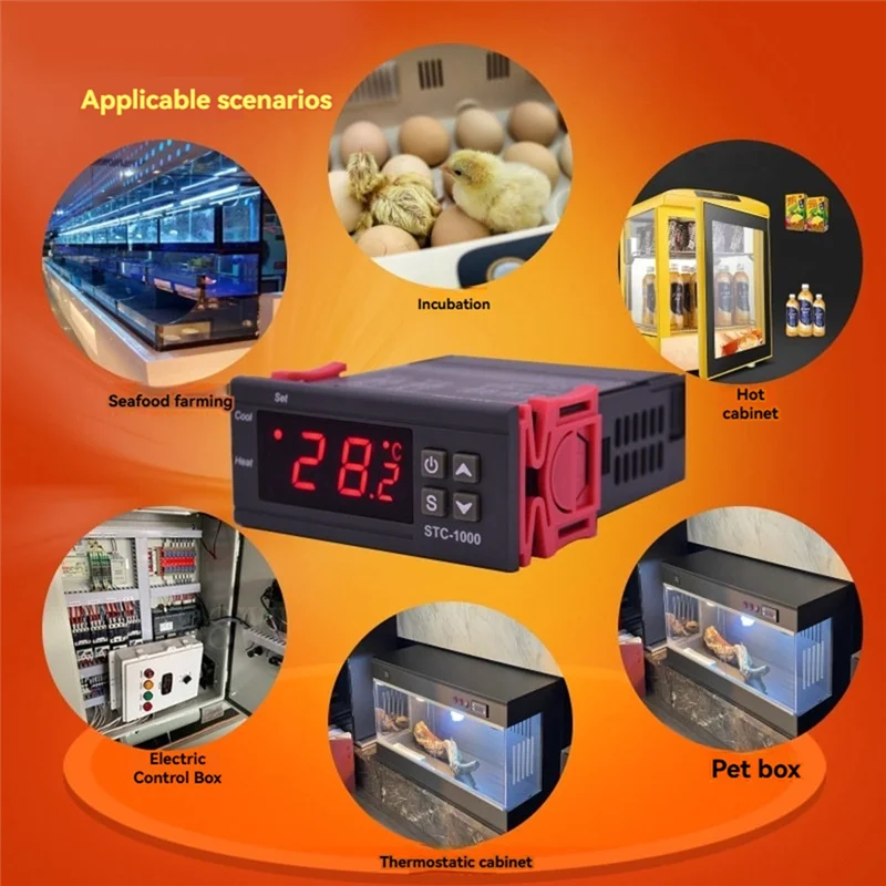 SQPP-STC 1000 светодиодный цифровой термостат для контроллера температуры инкубатора, реле терморегулятора для систем отопления и охлаждения