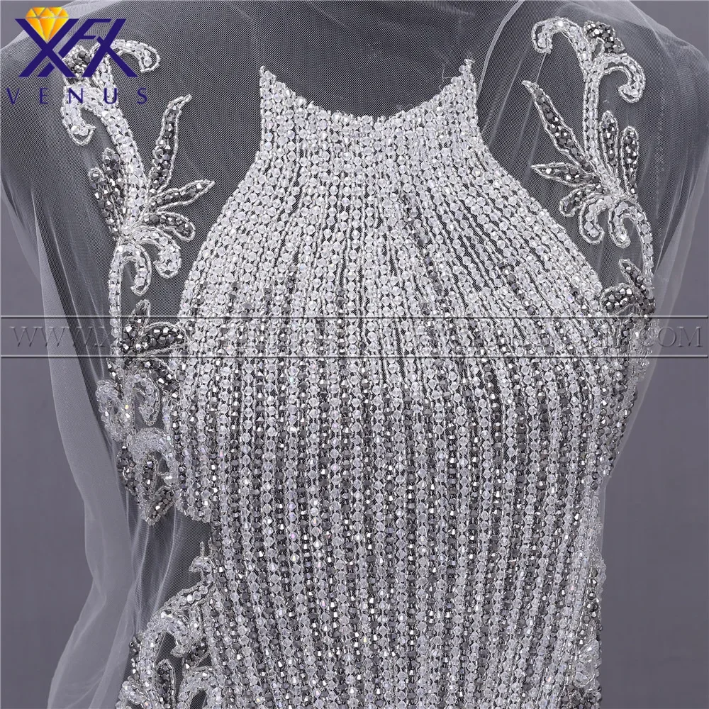 XFXvenus Wedding Dress Appliqe Patch Full Handmade Bridal Supplies Crystal Sequin Rhinestone Beaded Bodice Dress Accessories DIY