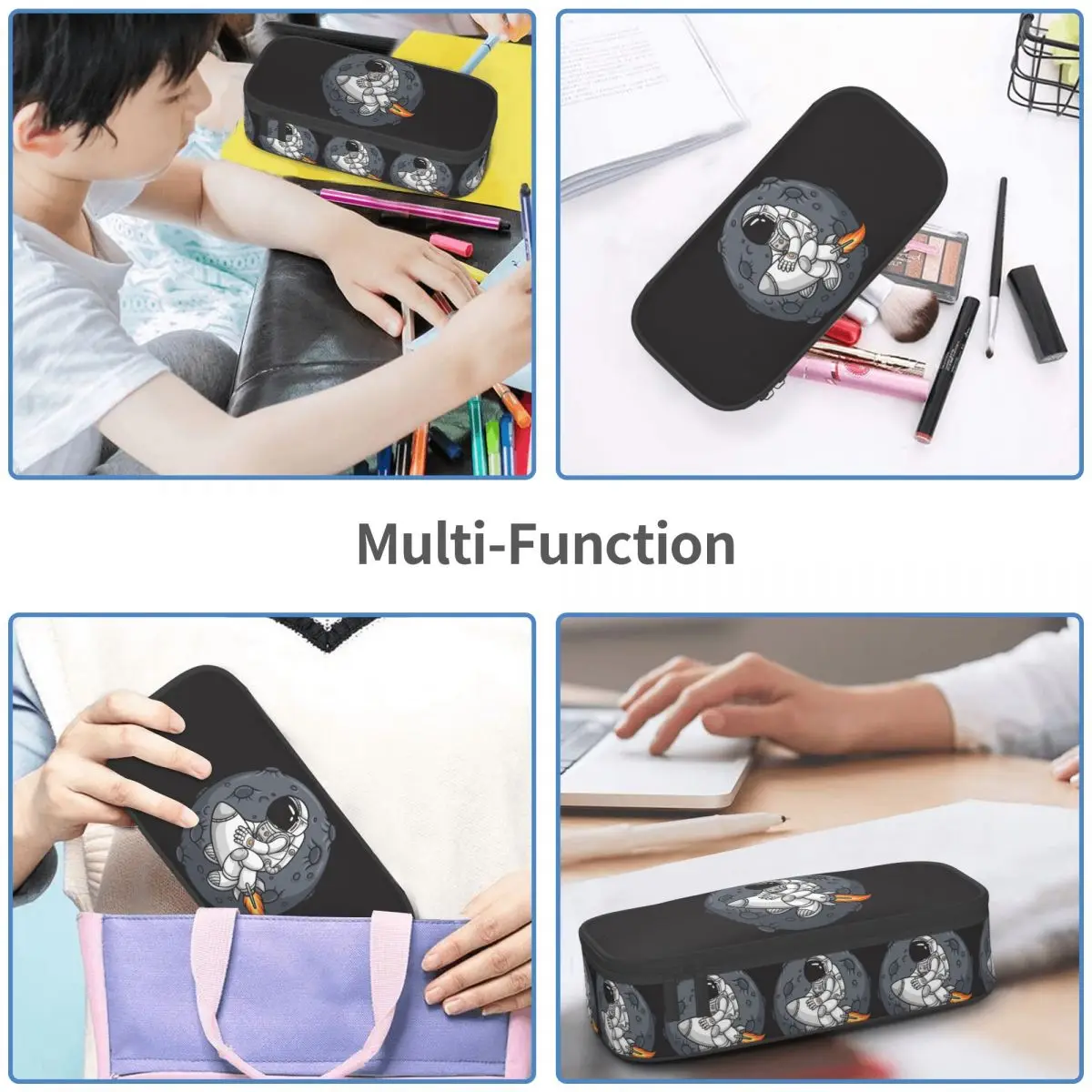 Astronauts Riding Monster Rocket Pattern Pencil Cases for Students Pen Box Pencil Bag Large Capacity Pencil Pouch Pen Holder