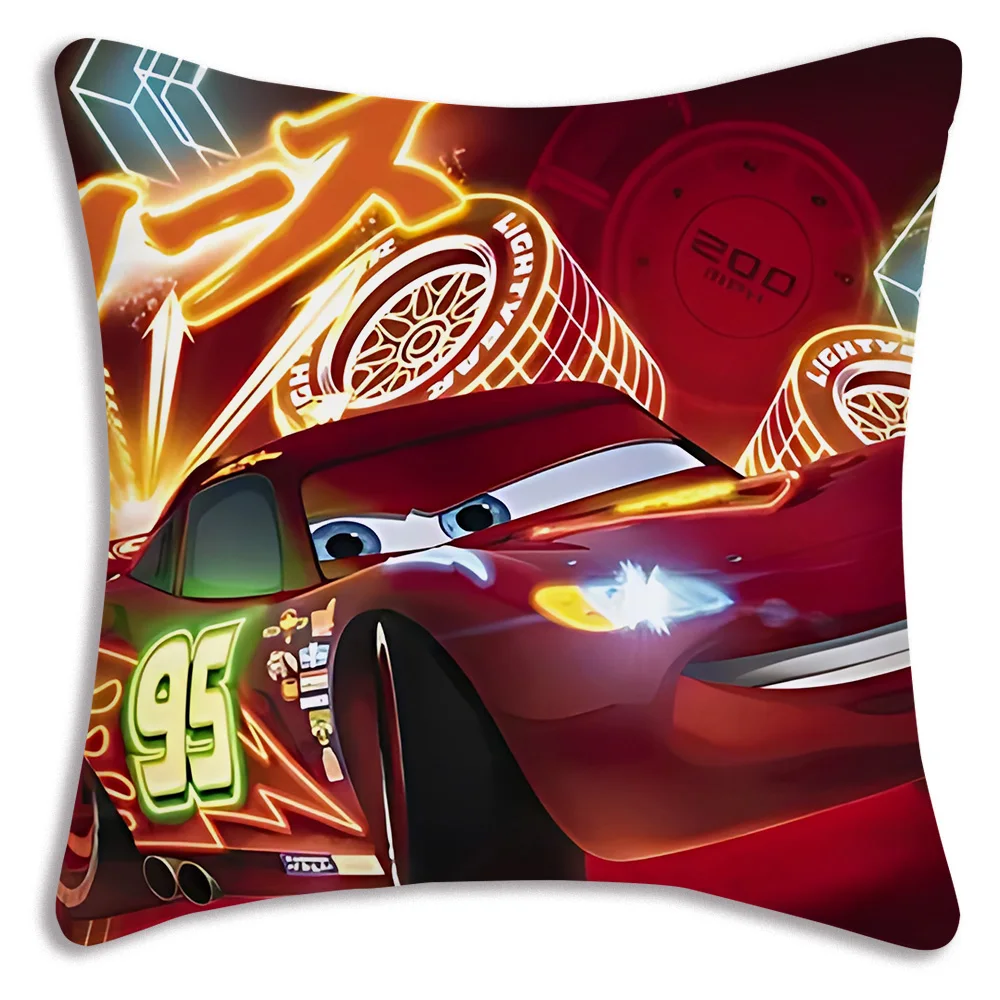 Car Lightning McQueen Sofia Princess Pillow Covers Cartoon Sofa Decorative Home Double-sided Printing Short Plush Cushion Cover