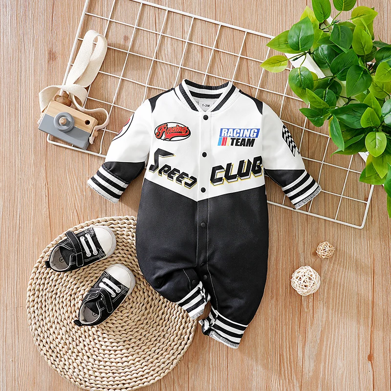 

Baby Design Racing Suit Jumpsuit Cool Long Sleeved Outdoor Outfit Newborn Spring And Autumn Outfit
