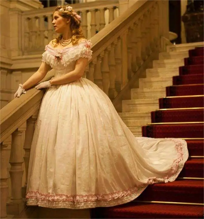 18th Century Women Victorian Off Shoulder Princess Ball Gown Civil War Wedding Dress Fantasy Elegant Evening Dress