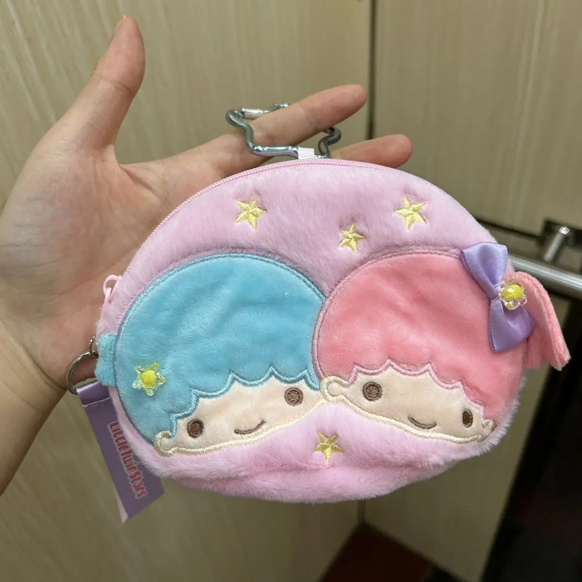 

Cute Sanrio Little Twin Stars Storage Bag - Plush Hanging Organizer Wallet Coin Purse Cosmetics Soft Cute Pouch Girls Gifts Toys