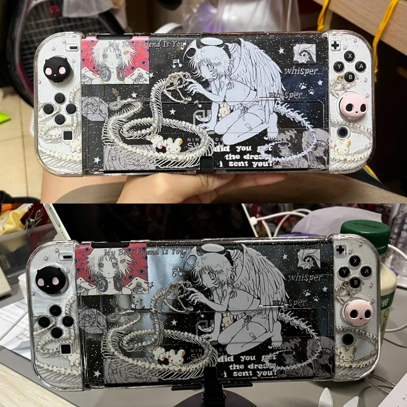 Original Switcholed Protective Shell Customized Y2k Subculture Girl Graffiti Ns2 Protective Shell Anime Game Peripheral
