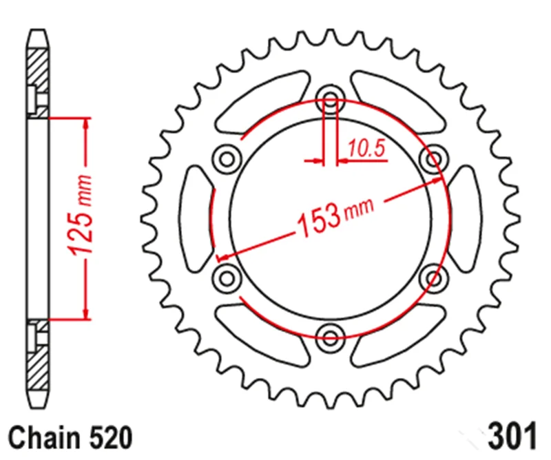 520 Motorcycle Rear Sprocket Gear For Honda CRF 250 M 2013-2015 CRF250L 2013-2020 Rally CRF250RL 2017-2018 CRM250 1991-1995