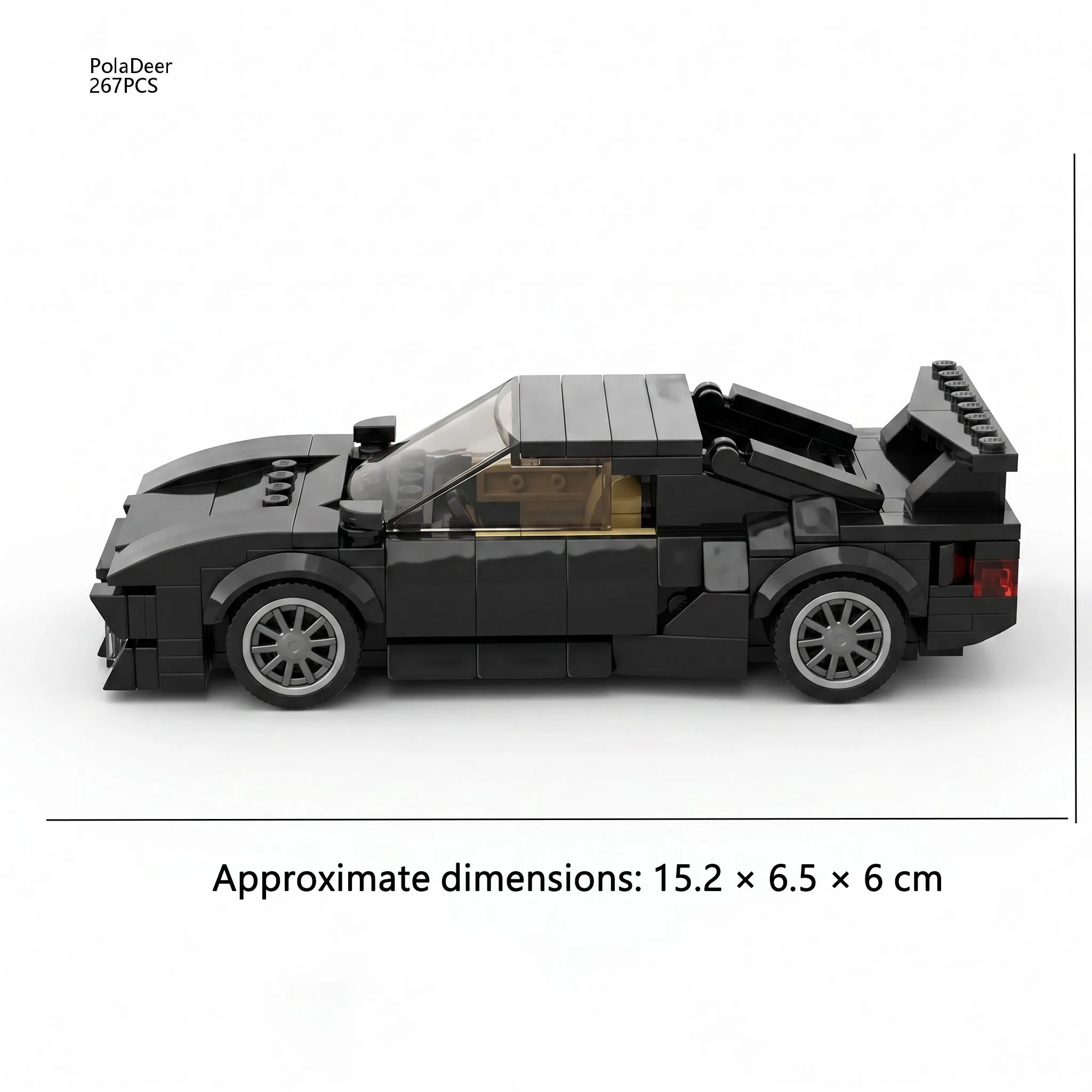 PolaDeer 267-teiliges Passion Series MOC 1986 De Tomaso Pantera Sportwagen GT5S Bausteine Spielzeug Kindergeburtstagsgeschenk – Detail 6