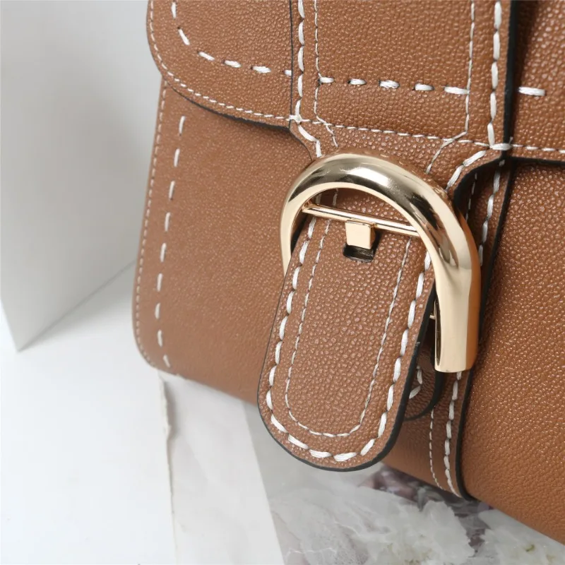 UBELLIN Luxury Shoulder Leather Bag 2024 Vintage Horseshoe Button Hand Sewn Real Leather Shoulder Crossbody Saddle Bag for Women