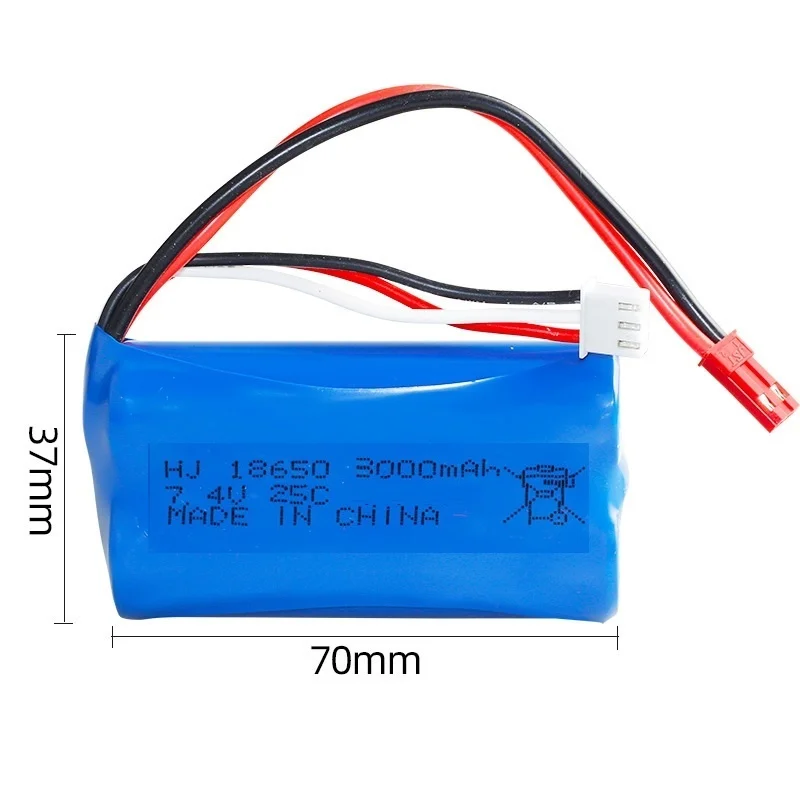 2Pcs/Sets 7.4V 3000mAh 18650 lipo battery For Remote Control Helicopter Car Boats Tanks Trucks RC Toys parts 25C 2S 7.4V battery