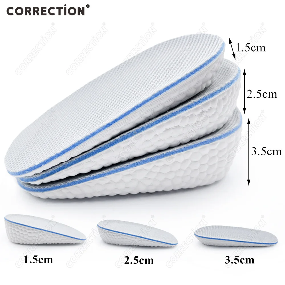 Height Increase Half Insoles 1.5/2.5/3.5cm Memory Foam Lightweight Soft Elastic Lift Men Women Shoes Flat Feet Orthopedic Pads