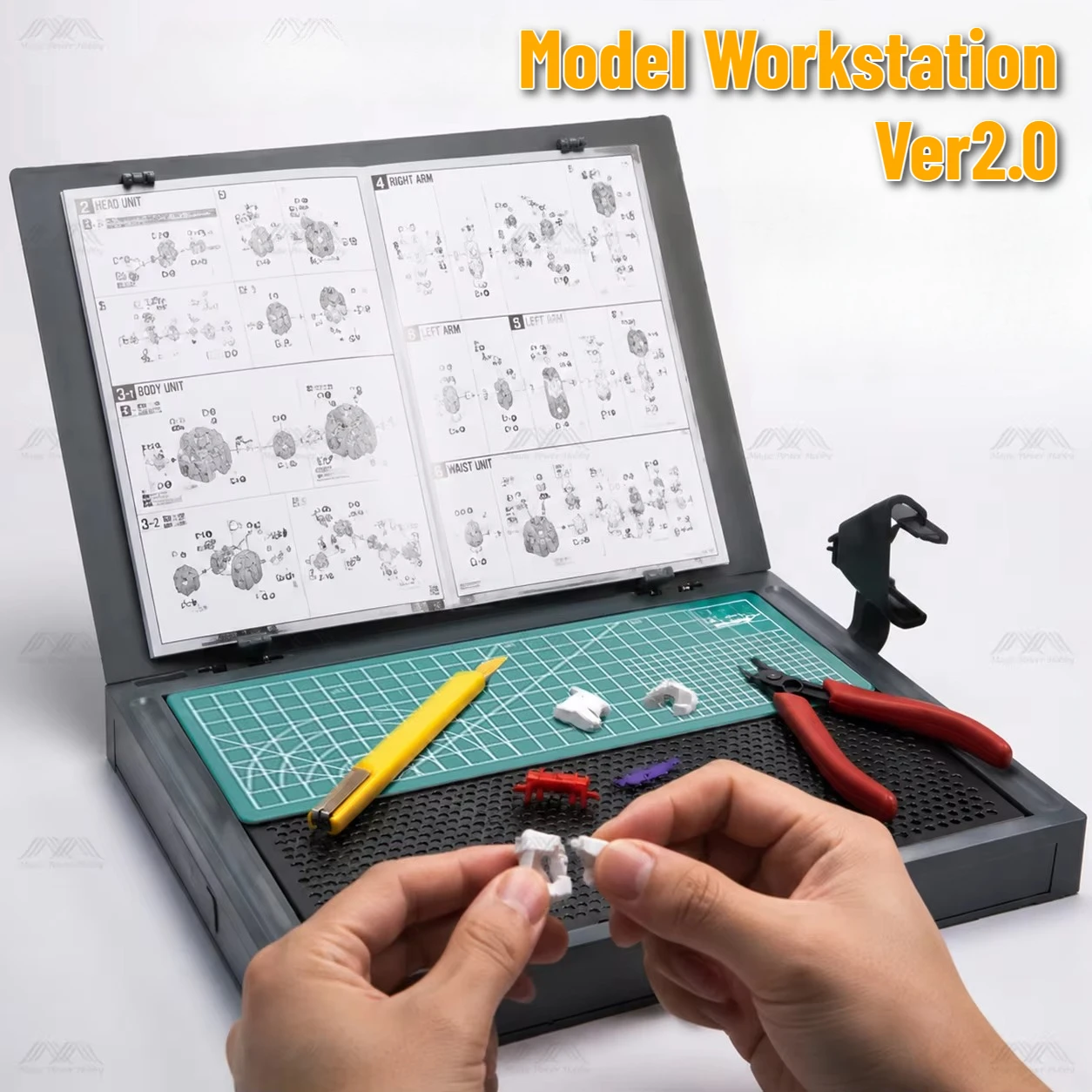 Plamokojo Model Workstation Ver2.0 Portable Cutting Mat Workbench for Scale Model Building Sanding Assembly Hobby Craft Tools