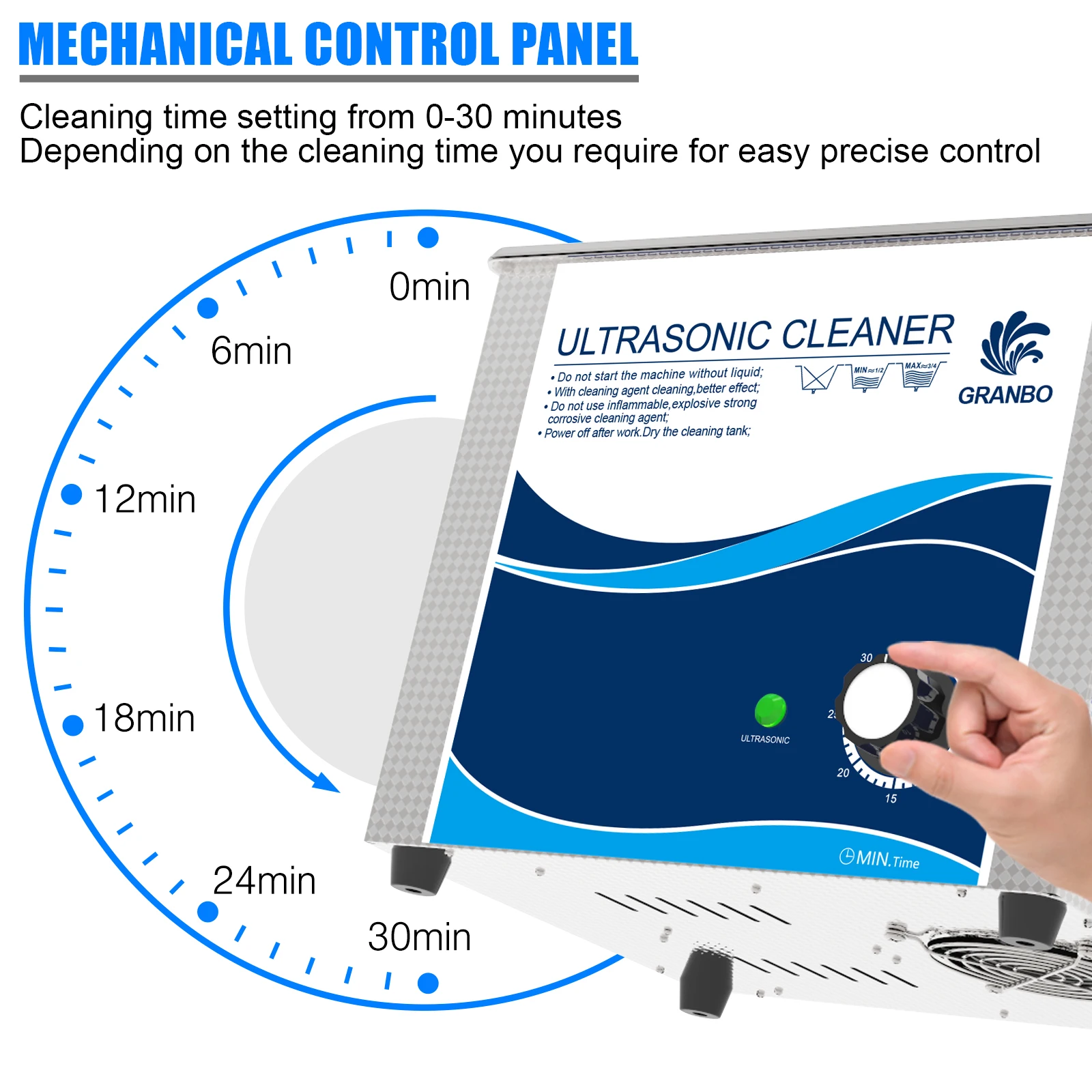 Granbo Ultrasonic Cleaner 10L 360W bagno inossidabile 40KHz rimuovere la soluzione di polvere di ruggine dell'olio per Hardware dentale Lab PCB Bearing