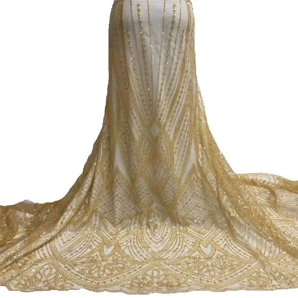 

Handmade Bead Embroidery Heavy-Duty Fabric, Auxiliary Lace Bead Tube Embroidery Fabric, Wedding Dress Cheongsam Lace Fabric