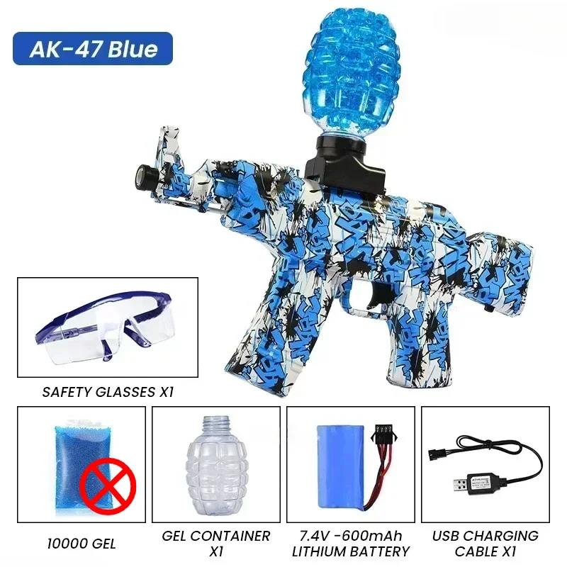 Ak47 armas de água das crianças splash bola hidrogel grânulo arma elétrica brinquedo é o melhor presente para crianças piscina brinquedos água gel arma