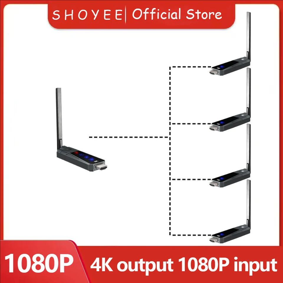 1080P 80m Wireless HDMI Transmitter and Receiver APP Monitor Video Transceiver Low Latency Plug and Play for PC TV Projector