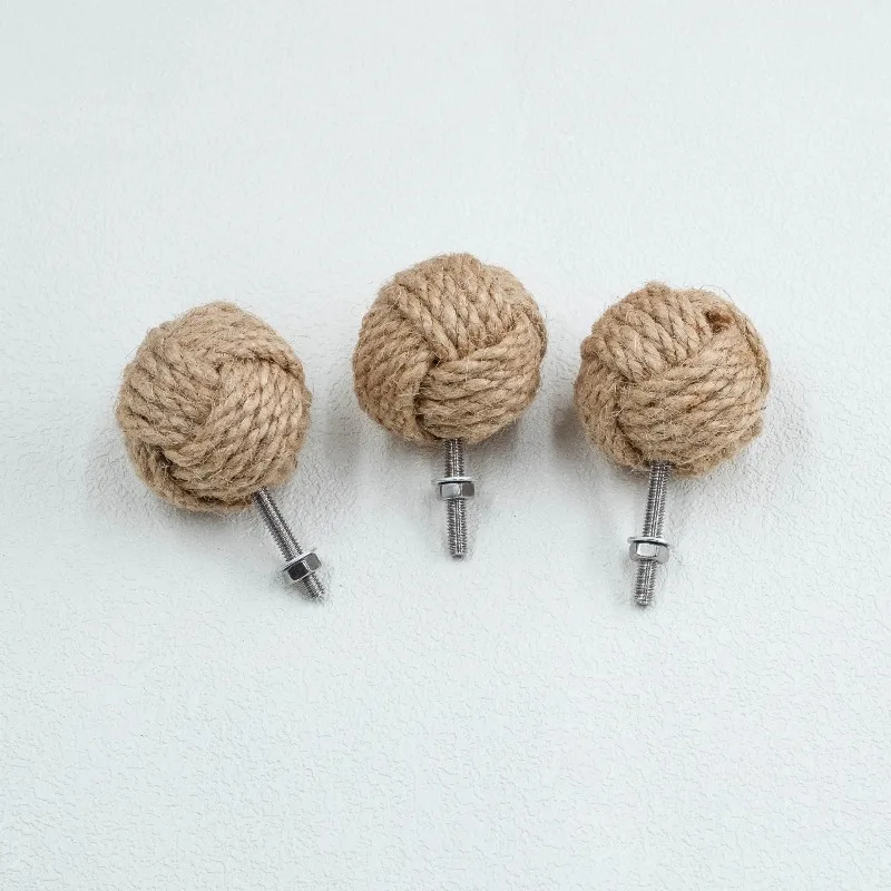 Woven Rope Door Knob Decor Ball Drawer Pull Handle Macrame Rope Ball Keychain Hanging Ornament