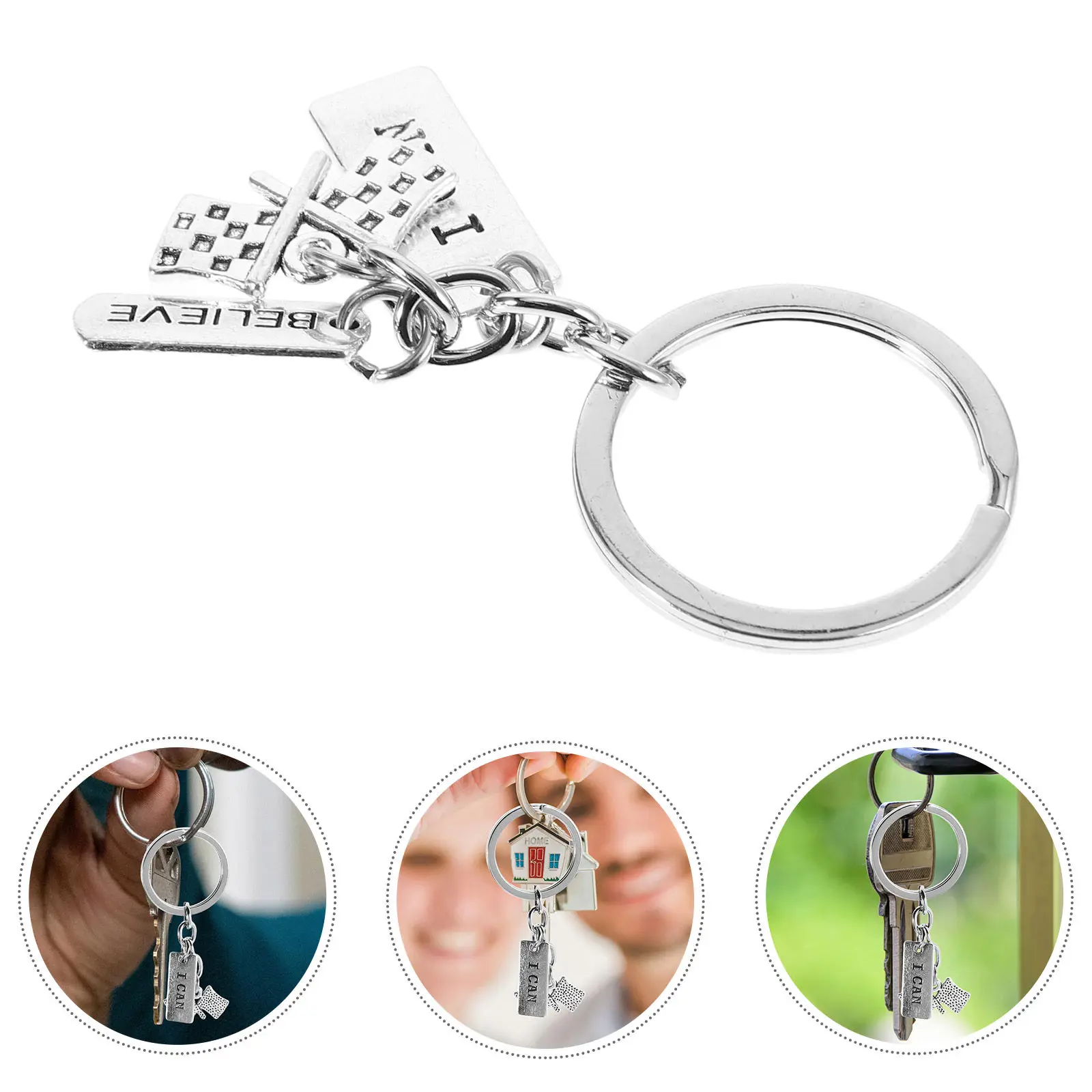 Metal Checkered Flag Keychain Racing Flag Key Fob for Motorsport Fans Race Car Drivers Motocross Victory Events Birthday Baby